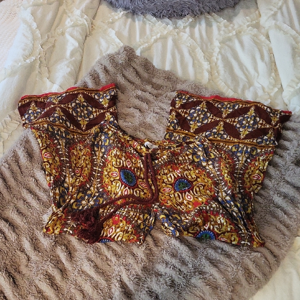 Bohemian Free People Inspired Colorful Pattern Palazzo Pants By Love Tree 🌾 - Picture 2 of 5